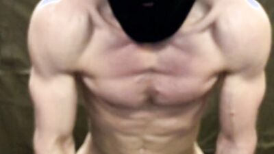 Handsome masked bloke is masturbating in front of the camera