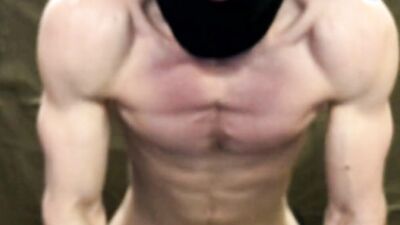 Handsome masked bloke is masturbating in front of the camera