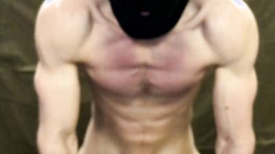 Handsome masked bloke is masturbating in front of the camera
