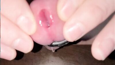Perverted gay bloke is playing with his willy in this close-up video