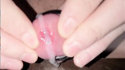 Perverted gay bloke is playing with his willy in this close-up video