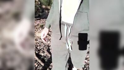 Skinny gay chap is jerking off deep inside the forest