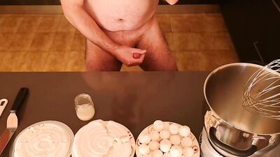 Lad shoves a dick inside the cake in front of the camera