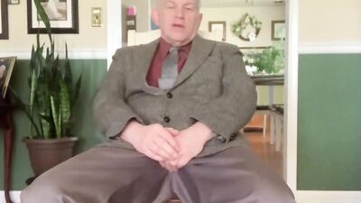 Perverted stepdad is playing with a cock in this solo video