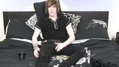 Amateur college dude is stroking his prick inside the dormitory