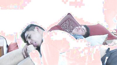 Naughty gay Latino is begging for his roommate's hard schlong
