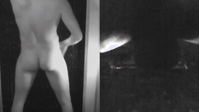 Perverted fellow is playing with hard pecker in his apartment