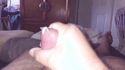 Perverted stepdad is stroking a dick in this close-up video