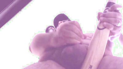 Perverted stepdaddy is stroking his hard schlong in this close-up video