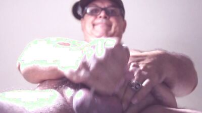 Perverted stepdaddy is stroking his hard schlong in this close-up video