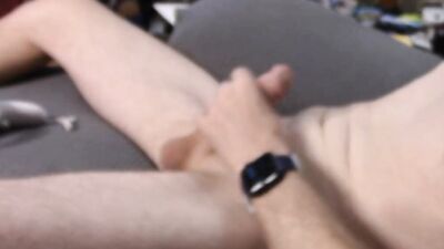 Close-up video of a horny teen stroking his hard pecker