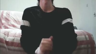 Naughty gay bloke is teasing his tight ass with a dildo