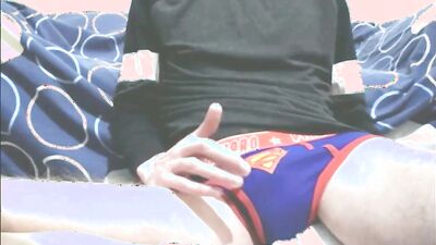 Amateur high school chap is teasing his pecker in the bedroom