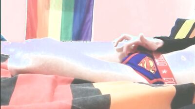 Amateur high school chap is teasing his pecker in the bedroom