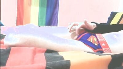 Amateur high school chap is teasing his pecker in the bedroom