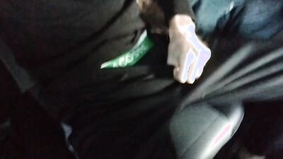 Horny Andy Taylor is jerking his cock inside the car