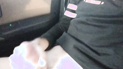 Horny Andy Taylor is jerking his cock inside the car