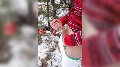 Perverted Andy Tayler are jerking off out in the snow
