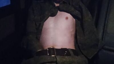 Andy Taylor is stroking his big dick inside the car