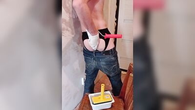 Skinny Europen gay  chap is enjoying in his solo action