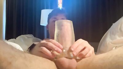 Amateur lad shoves a big dick into his gummy cherry