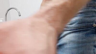 Horny gay dude is playing with his big dick in this amateur video