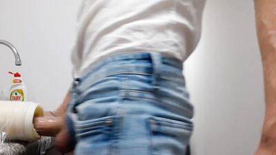 Horny gay dude is playing with his big dick in this amateur video