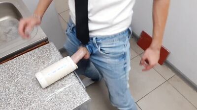 Horny gay dude is playing with his big dick in this amateur video