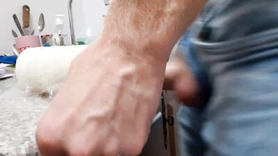 Horny gay dude is playing with his big dick in this amateur video