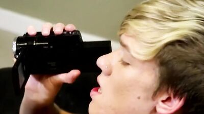 Cum thirsty chap gets filmed while giving his roommate a bj