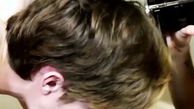 Cum thirsty chap gets filmed while giving his roommate a bj