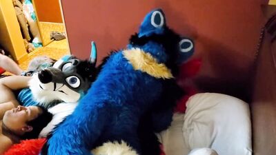 Two naughty masked blokes are having sex inside the bedroom