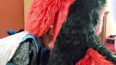 Two naughty masked blokes are having sex inside the bedroom