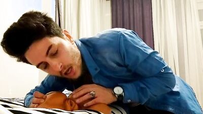 Perverted bloke is playing with his gummy toy in this solo video