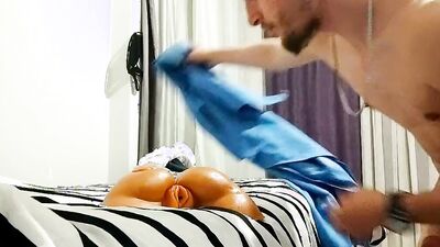 Perverted bloke is playing with his gummy toy in this solo video