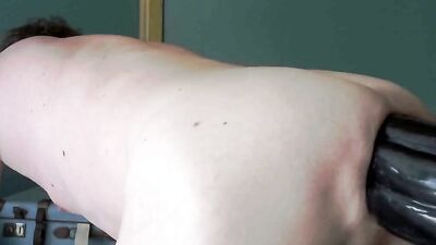 Amateur fellow gets his fuck hole destroyed with huge black dildo