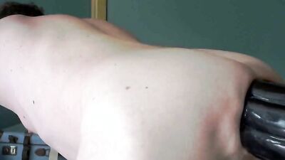 Amateur fellow gets his fuck hole destroyed with huge black dildo