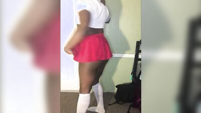 African sissy is bouncing his ass in front of the camera