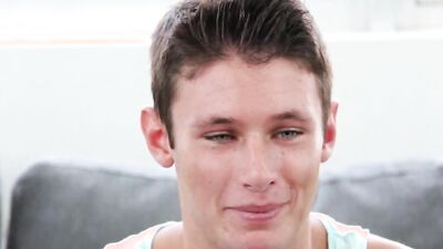 Cute amateur bloke enjoys in some gay action on the couch