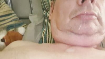 Perverted amateur stepdad is cumming all over himself in this homemade video