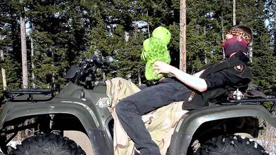 Lad enjoys in some gay action on top of ATV four wheeler