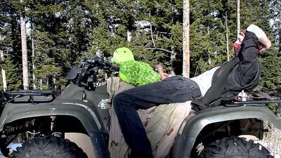 Lad enjoys in some gay action on top of ATV four wheeler