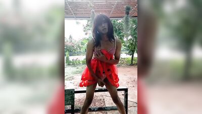 Amateur Asian femboy is posing in front of the camera
