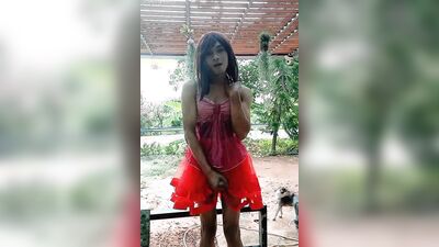 Amateur Asian femboy is posing in front of the camera