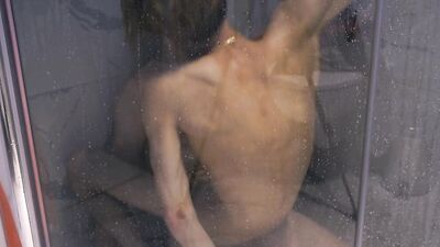 Skinny gay chap gets fucked in the shower by a roommate