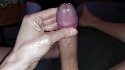 Amateur fellow is stroking his big dick in front of the camera