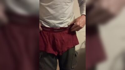 Amateur gay fella is flashing his prick in front of the camera