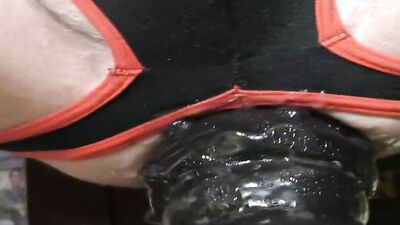 Perverted gay dude is destroying his pinky hole with a dildo
