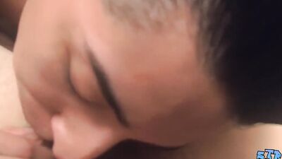 Cock hungry Latino is sucking neighbor's cock on the couch
