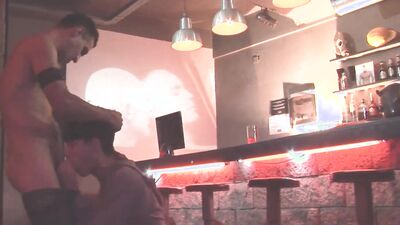 Naughty gay chaps are enjoying in hard fuck at the bar